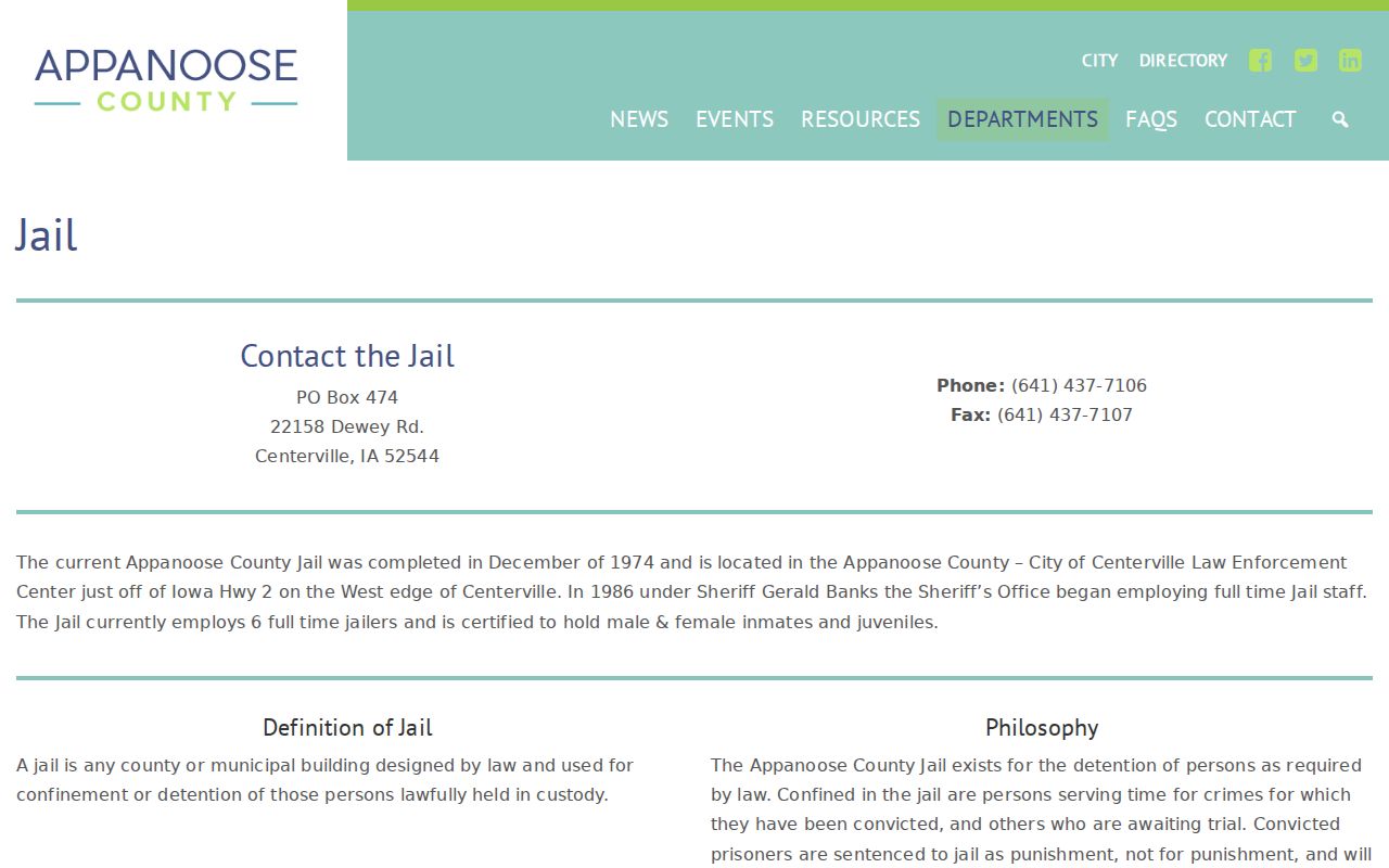 Appanoose County active warrant jail custody contact