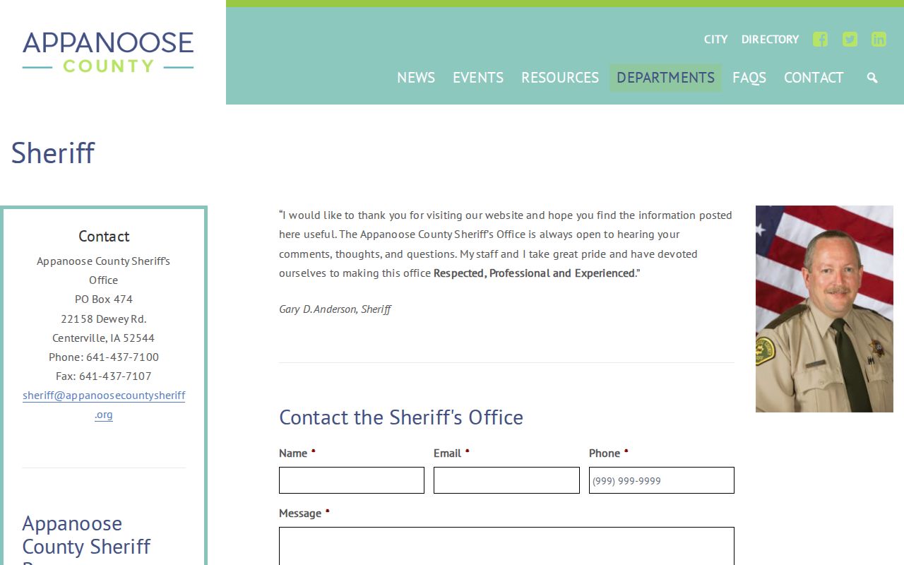 Appanoose County active warrants Sheriff contact source