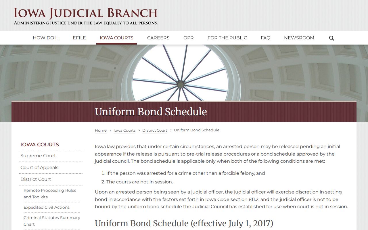 Appanoose County bench warrant official bond schedule