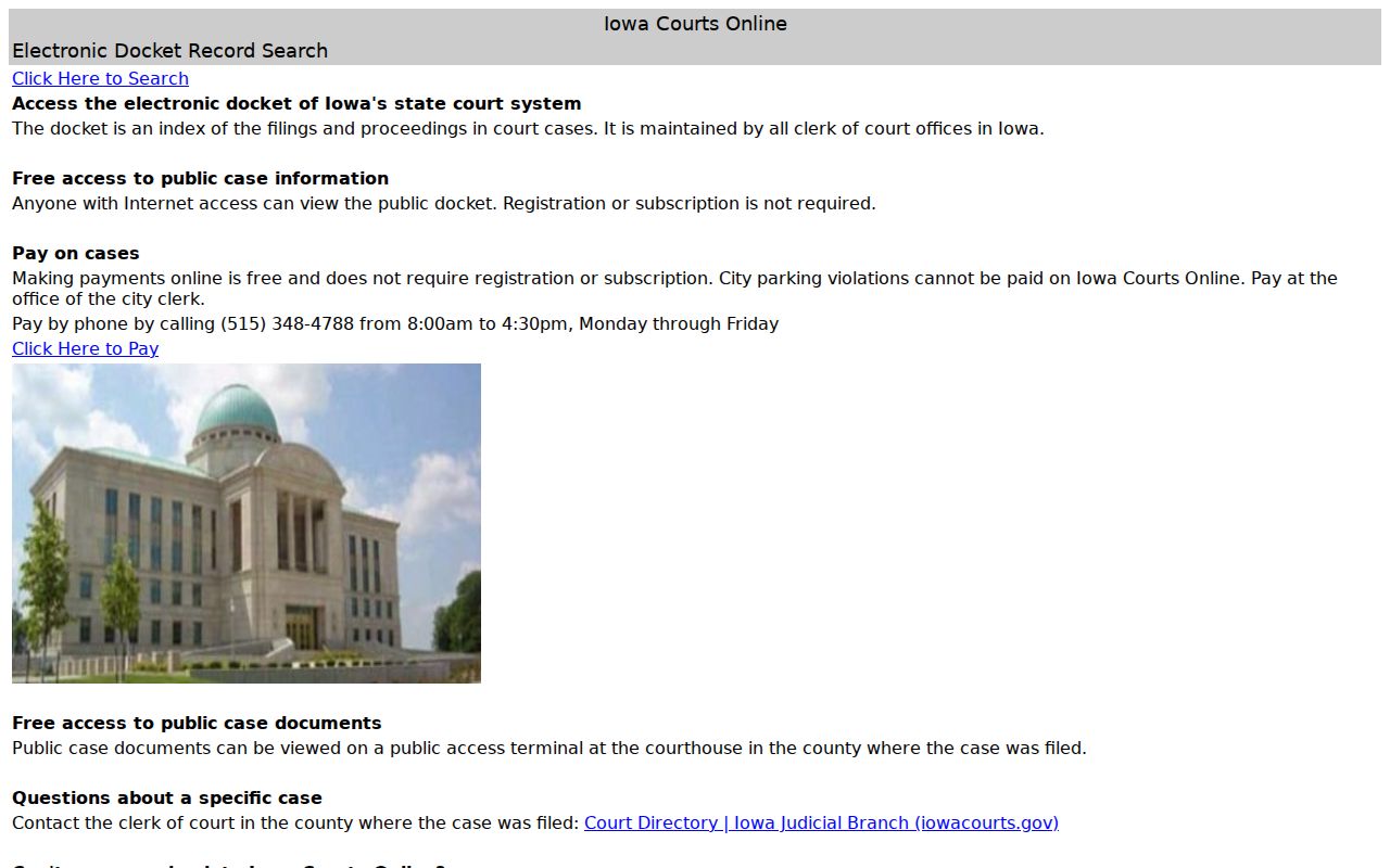 Appanoose County warrant records public Iowa Courts Online interface